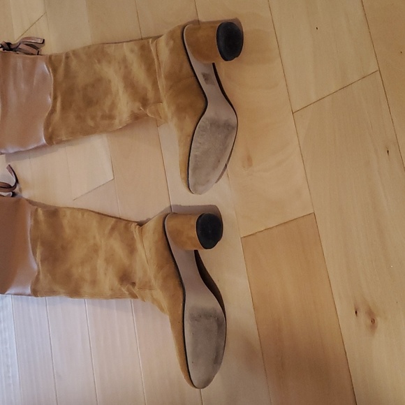 Stuart weitzman over the knee sued and leather boots size 37 camel color - Picture 2 of 6